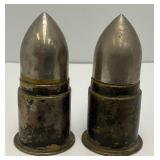 Pair Of WWI Bullet Shell Salt & Pepper Shakers Camp "Hancock" Augusta Ga 3"