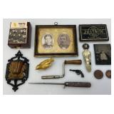 Misc. Antique And Vintage Items Including Cast Iron Match Safe, Tintype And more