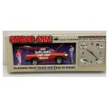 Vintage Man Cave Collectible Strong Arm Gas Charged Lift Supports Sign And Clock (Needs Repair) 12 1/2" x 32 1/2"