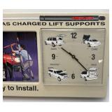 Vintage Man Cave Collectible Strong Arm Gas Charged Lift Supports Sign And Clock (Needs Repair) 12 1/2" x 32 1/2"
