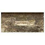 Vintage DOUCETTE Silvertone Art Deco Style Small Hinged Tin/Trinket Box 1" x 2 1/2"