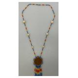 Vintage Native American Beaded Necklace And Earrings