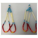 Vintage Native American Beaded Necklace And Earrings