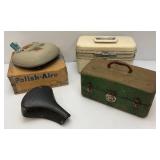 Vintage Old Metal Tackle/Tool Box, Very Old Bike Seat And more