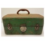 Vintage Old Metal Tackle/Tool Box, Very Old Bike Seat And more
