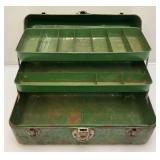 Vintage Old Metal Tackle/Tool Box, Very Old Bike Seat And more