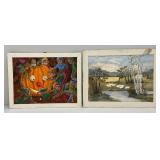 Two Original Paintings By unknown Artist 16" x 23" & 17" x 23"