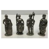 Set Of Four Vintage Celtic Warriors Miniature Figurines Role Playing Pewter Pack 1.5"