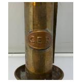 EST. $150.00 -$275.00 CER Railway Marked Brass Railway Carriage Lamp Candle Lantern With Candle 13 1/2"