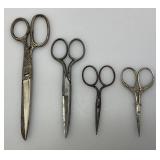 Misc. Antique  Victorian Style Scissors 31/2" , 5 1/2" & 7"