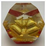 Vintage Mid-Century Lucite Acrylic Oriental Souvenir Paperweight Made In Japan