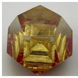 Vintage Mid-Century Lucite Acrylic Oriental Souvenir Paperweight Made In Japan