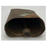 Miniature Metal Frog Scuplture 3" And Cow Bell 5"