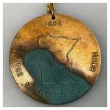 2" 1976 Minnesota Bicentennial Necklace (Has Patina On Back)