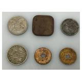 Vintage Collectible Foreign Coins And Medallions Including 1920
