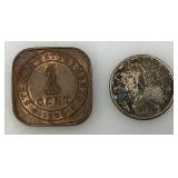 Vintage Collectible Foreign Coins And Medallions Including 1920