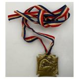 Misc. WWI French Orphelinat Des Armees Brass Metals By Lalique 1 1/4" x 1 1/4" (One With Ribbon)