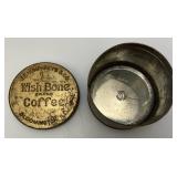Vintage J.F. Humphreys & Co. Wish Bone Brand Coffee  Bloomington Ills. Coffee Tin With Lid 4" x 5 3/8"