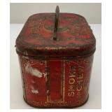 Vintage Central Union Cut Plug Tobacco Lunch Pail Style Tin 4 1/4" x 4 1/2" x 7"