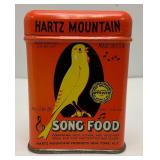 Vintage Collectible Mid-Century HARTZ MOUNTAIN Song Food Tin (Very Nice Condition)