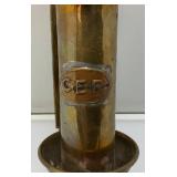 EST. $150.00 -$275.00 CER Railway Marked Brass Railway Carriage Lamp Candle Lantern With Candle 13 1/2"