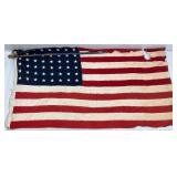 Vintage 48 Star Flag 32" x 56" Rips And Tears Present