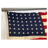 Vintage 48 Star Flag 32" x 56" Rips And Tears Present