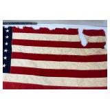 Vintage 48 Star Flag 32" x 56" Rips And Tears Present