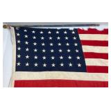 Vintage 48 Star Flag 32" x 56" Rips And Tears Present