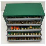 Vintage Ammo Collection In Metal 5 Drawer Chest