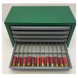 Vintage Ammo Collection In Metal 5 Drawer Chest