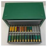 Vintage Ammo Collection In Metal 5 Drawer Chest