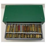 Vintage Ammo Collection In Metal 5 Drawer Chest