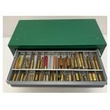 Vintage Ammo Collection In Metal 5 Drawer Chest
