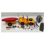 1974 VERY RARE (STEVE SCOUT) Action Figure "The Pathfinder" Jeep, Trailer And Boat In Original Box (Tent Flaking)