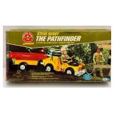 1974 VERY RARE (STEVE SCOUT) Action Figure "The Pathfinder" Jeep, Trailer And Boat In Original Box (Tent Flaking)