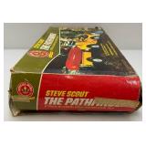 1974 VERY RARE (STEVE SCOUT) Action Figure "The Pathfinder" Jeep, Trailer And Boat In Original Box (Tent Flaking)