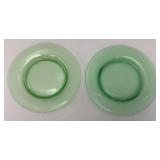 Set Of Four Vintage Green Vaseline Uranium Glass 8 1/2" Plates (Glows Under UV Light)