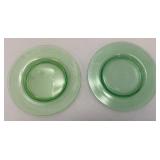 Set Of Four Vintage Green Vaseline Uranium Glass 8 1/2" Plates (Glows Under UV Light)