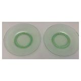 Set Of Four Vintage Swirl Green Vaseline Uranium Glass 8" Plates (Glows Under UV Light)