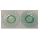 Set Of Four Vintage Swirl Green Vaseline Uranium Glass 8" Plates (Glows Under UV Light)