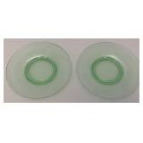 Set Of Four Vintage Swirl Green Vaseline Uranium Glass 8" Plates (Glows Under UV Light)