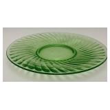 Vintage Swirl Green Vaseline Uranium Glass 10" Plate (Glows Under UV Light) Has One Chip On Edge