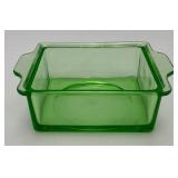 Vintage Hazel Atlas Green Uranium Glass 4 1/2" x 6" x 2" Refrigerator Dish (Glows Under UV Light)