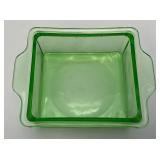 Vintage Hazel Atlas Green Uranium Glass 4 1/2" x 6" x 2" Refrigerator Dish (Glows Under UV Light)