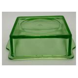 Vintage Hazel Atlas Green Uranium Glass 4 1/2" x 6" x 2" Refrigerator Dish (Glows Under UV Light)