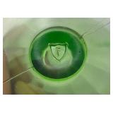 Vintage Set Of Four Federal Glass Brand Green Depression Uranium Glass Sherbert Cups 3" x 4" (Glows Under UV light)