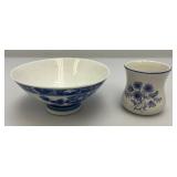 Misc. Vintage Collectible Chinese Blue & White Porcelain Cup, Roman Themed Decantor, Cups And More
