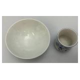 Misc. Vintage Collectible Chinese Blue & White Porcelain Cup, Roman Themed Decantor, Cups And More