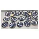 Vintage Churchill China England Blue Willow Dinnerware